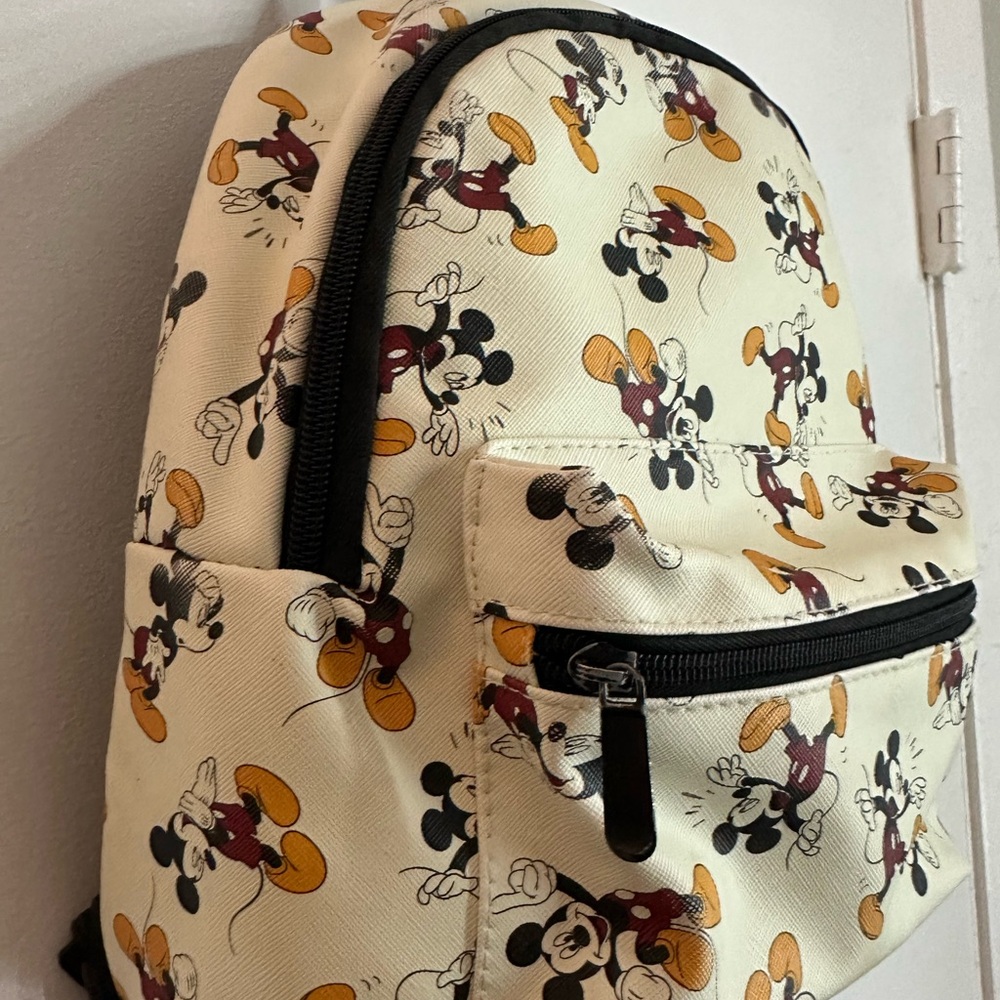 Disney Cream Mickey Mouse Pattern Mini Backpack - image 2